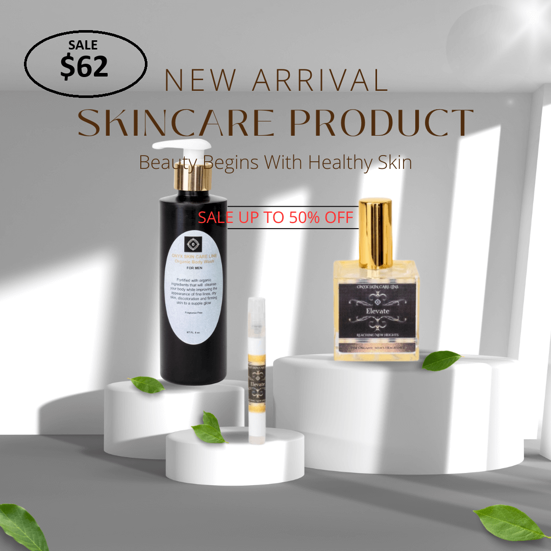 Organic Body Wash, Organic Fragrance & Travel Spritzer Bundle for Men - Onyx Skin Care Line