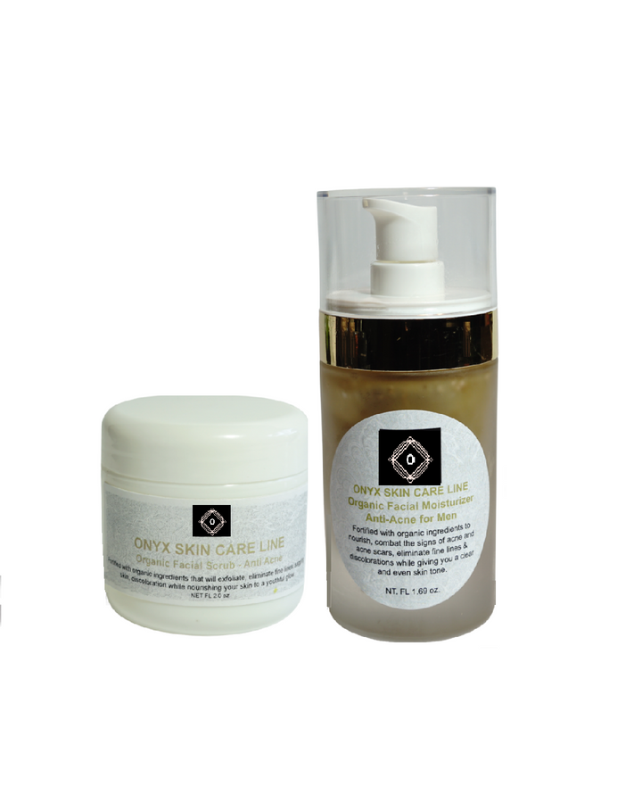 Anti-Acne Organic Two-Step System Facial Scrub and Moisturizer - For MEN