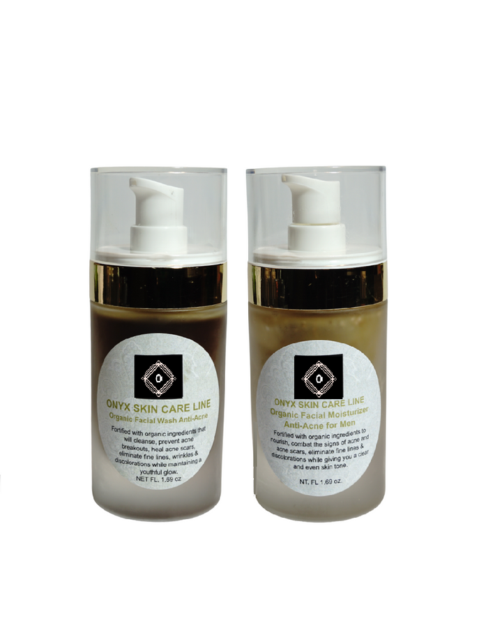 Organic Anti-Acne Two-Step System Facial Wash and Moisturizer - For MEN