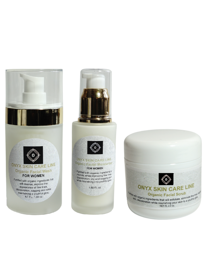 Organic Three Step Facial Renewal System - Wash, Moisturizer & Scrub - For WOMEN