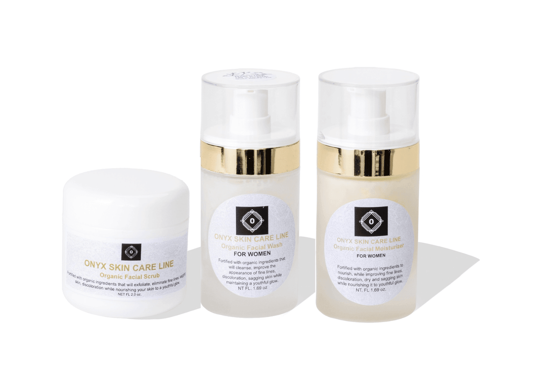 Three Step Facial Renewal System For Dry Skin Wash, Moisturizer & Scrub - For WOMEN - Onyx Skin Care Line