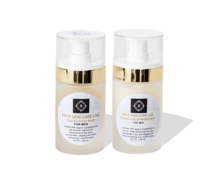 Two-Step Organic System Facial Wash and Moisturizer - For MEN - Onyx Skin Care Line