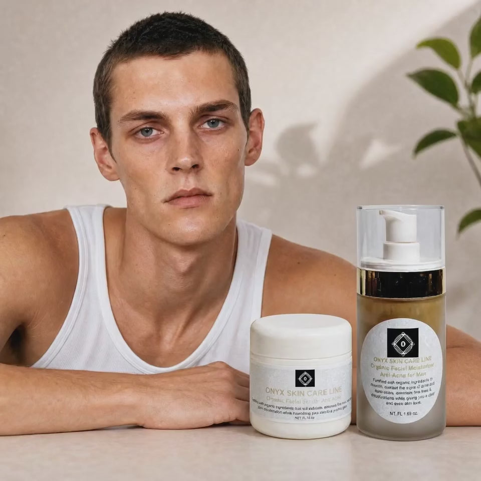 Anti-Acne Organic Two-Step System Facial Scrub and Moisturizer - For MEN